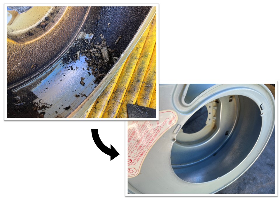 台所換気扇清掃の様子